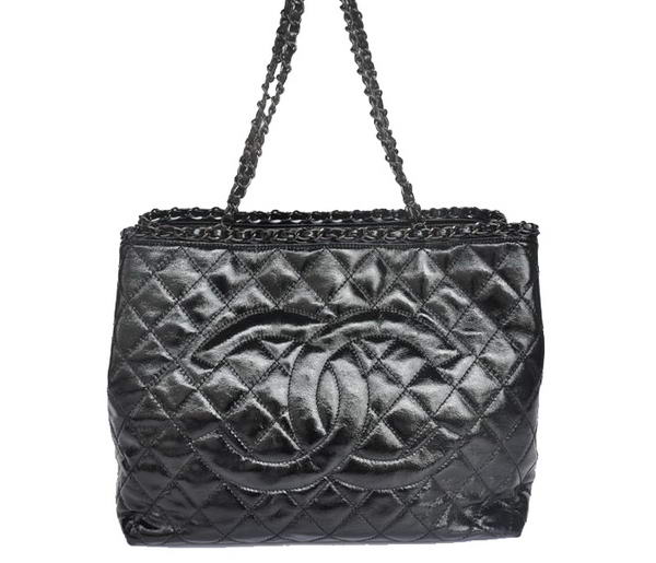 Best Chanel Bright Leather Shoulder Bag 1171 Black On Sale